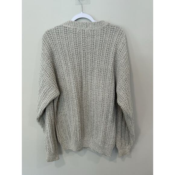 ScottishIsle By Bernett 100% Cotton Cable Knit fisherman Sweater Ivory Large - Picture 6 of 10